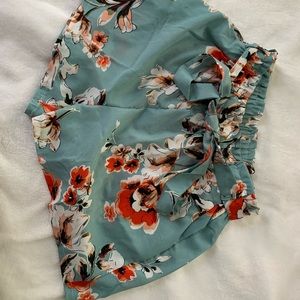 Floral paper bag shorts